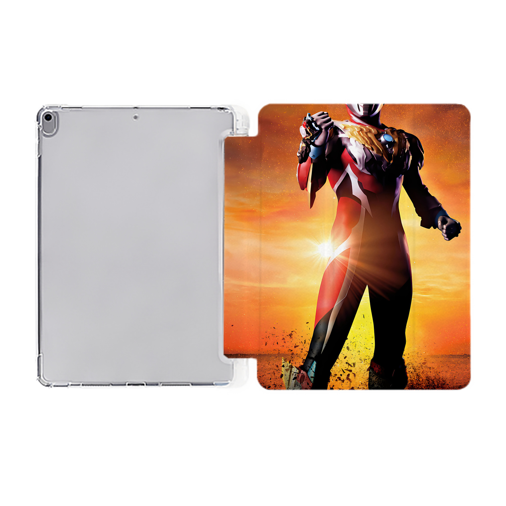 （画像用） ウルトラマン Ultraman IPad ケース ペン収納付き 三つ折りスタンド PUレザー×シリコン 対応機種9.5/10.5/10.9インチ